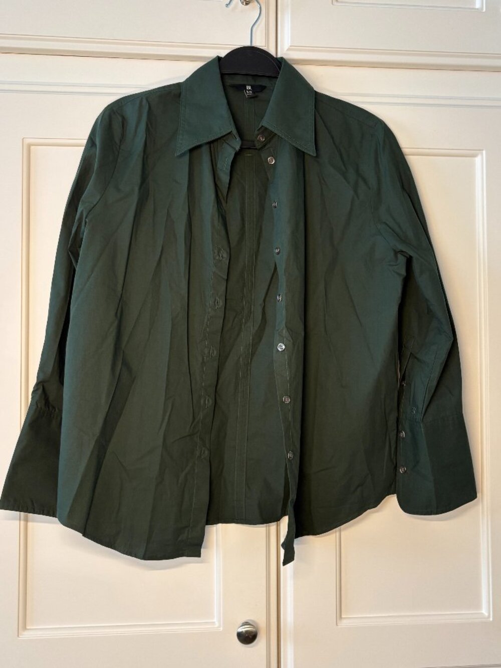 Cropped Button Down Dark Green Top